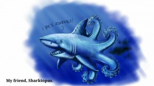 Sharktopus, painted on tablet